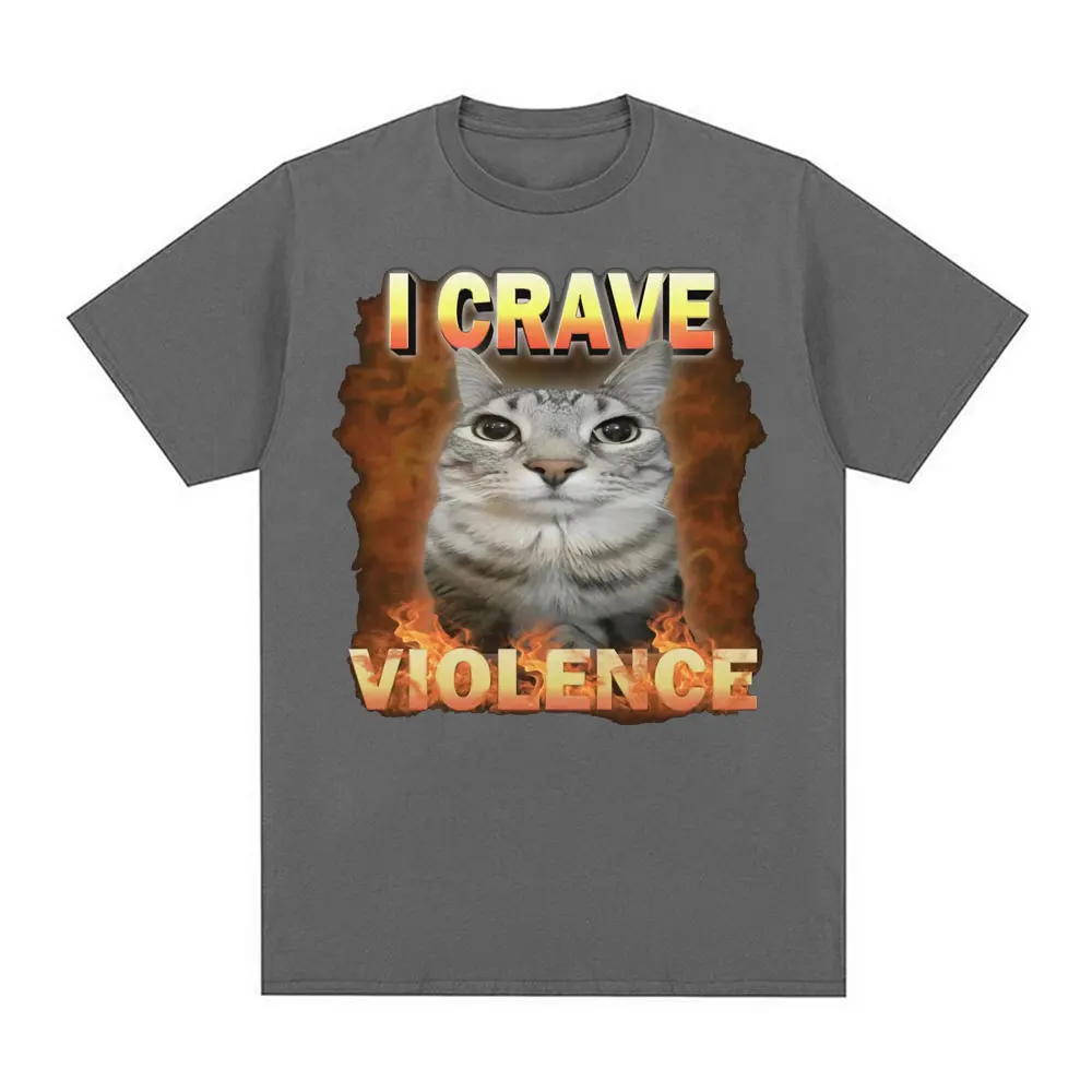 أنا نذف العنف مضحك القط ميمي تي شيرت الرجال النساء Harajuku موضة لطيف عالية الجودة تي شيرت المتضخم القطن الخالص تي شيرت بلايز
