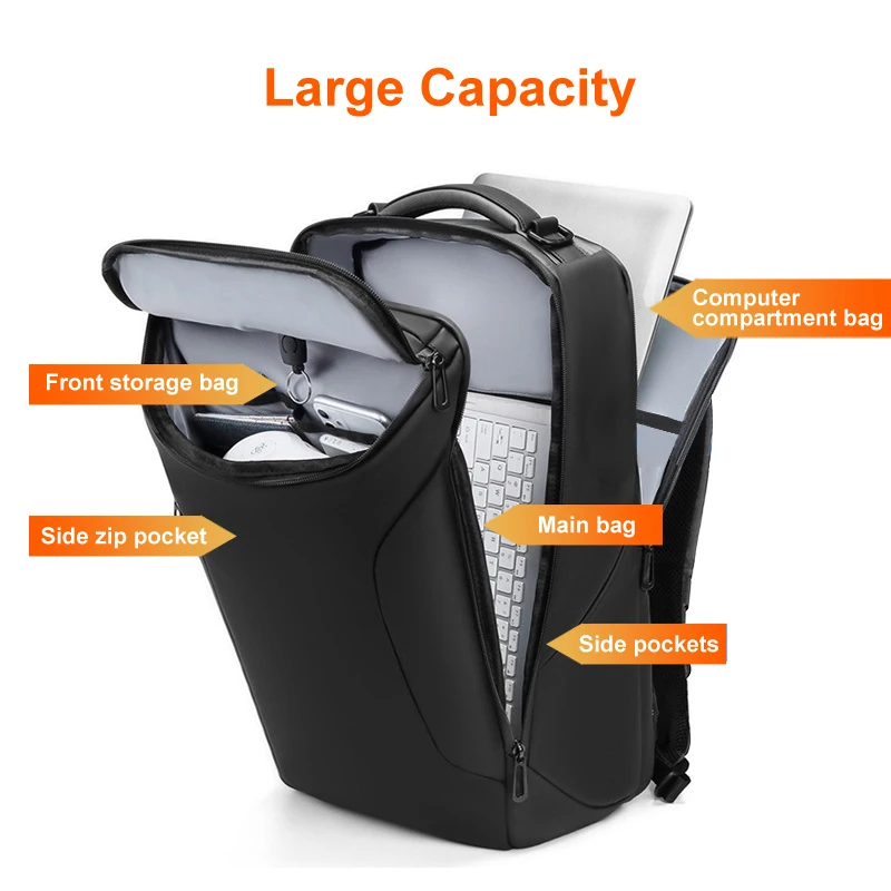 حقيبة كمبيوتر محمول للسفر للرجال مضادة للسرقة ومقاومة للماء مقاس 15.6 17.3 بوصة