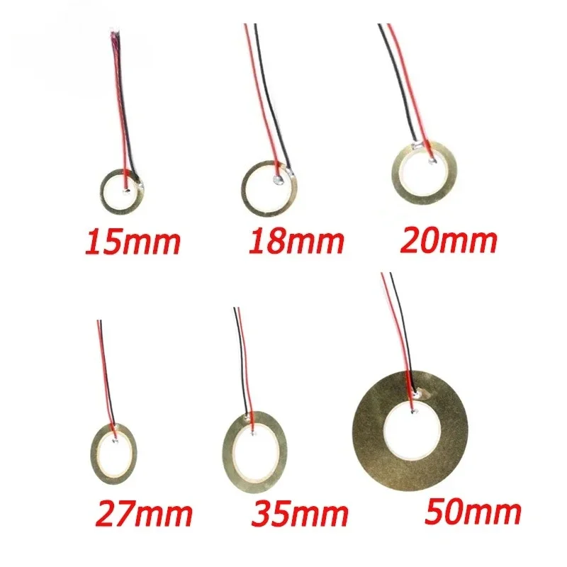 5/10/20pcs Buzzer Piezoelectric Piezo Ceramic Wafer Plate Dia 12/15/18/20/27/35/50MM With wire Buzzer Loudspeaker for Audio