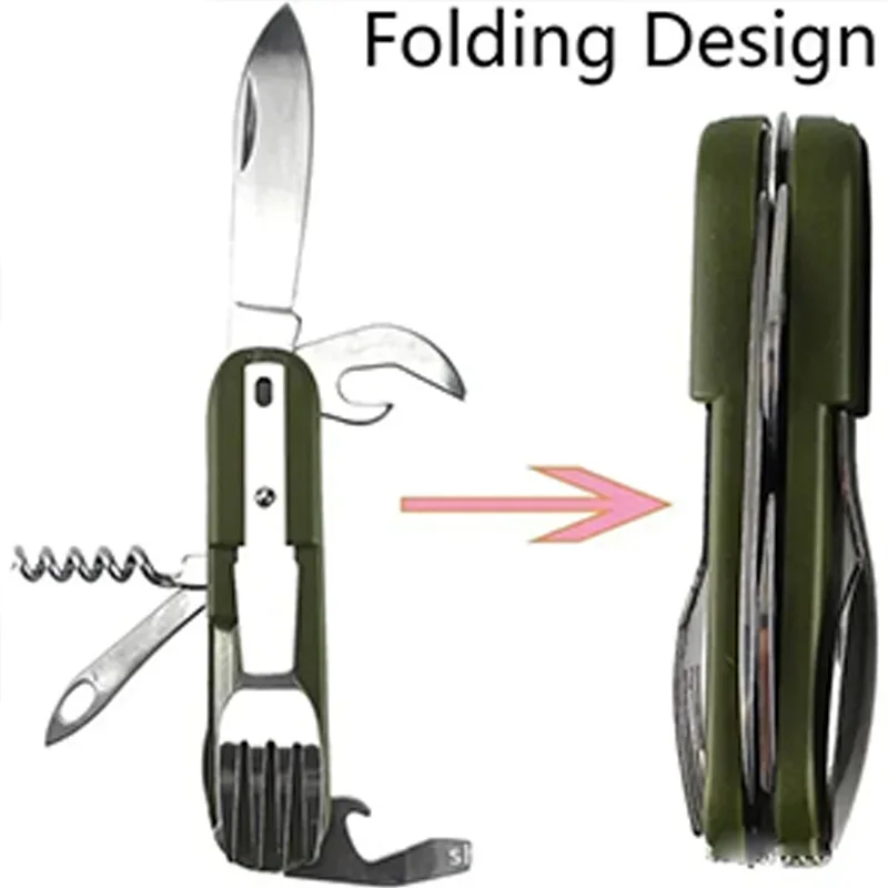 Portable Tableware Outdoor Tableware Camping Folding Knife Fork And Spoon Set Multifunctional Folding Tableware Three-piece Set