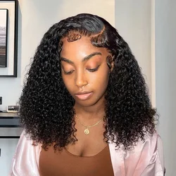 Deep Water Wave Frontal Wig 13x4 Short Bob Wig 4x4 Lace Front Human Hair Wigs Brazilian 200 Density Curly Human Hair Wig 14 Inch