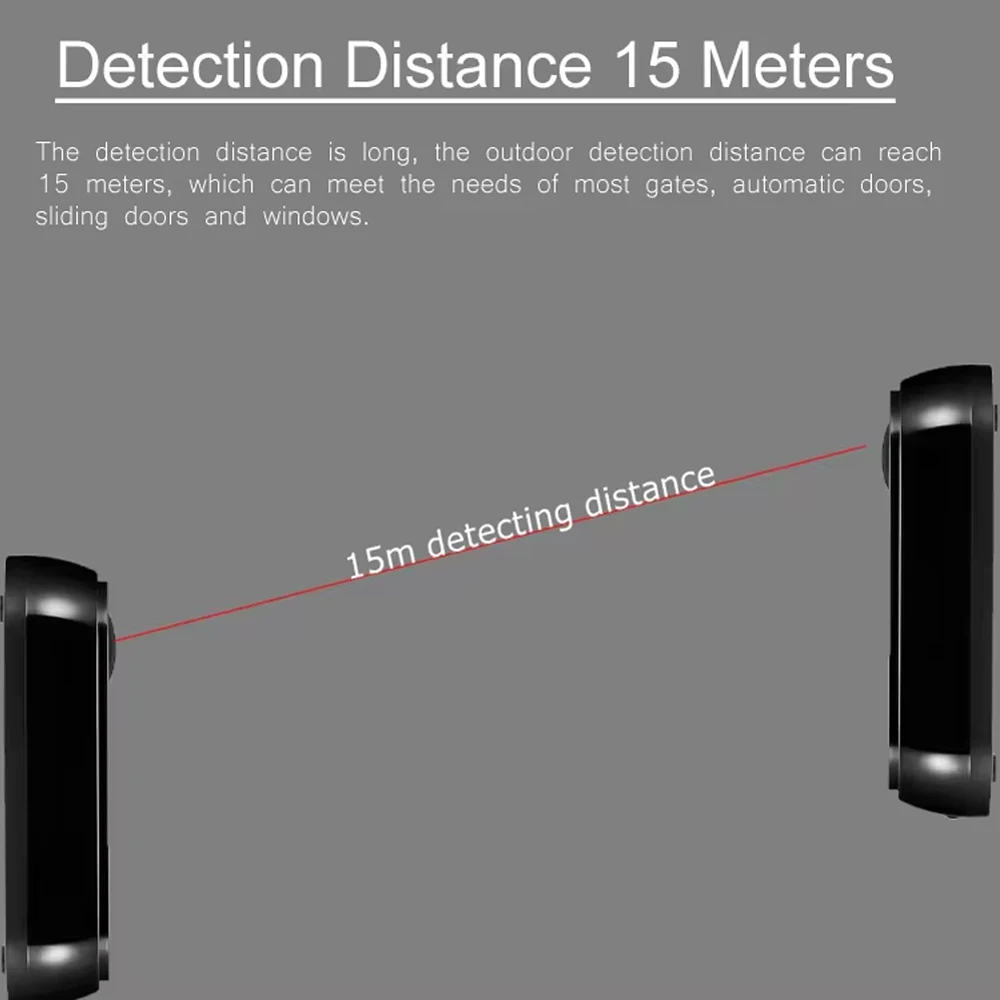 New Type Wireless 15m Waterproof Battery Operated Infrared Safety Photocell Beam Sensor For Automatic Sliding Door