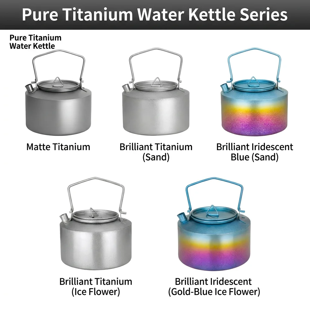 Ultralight 150g Pure Titanium Kettle 950ml Portable Water Boiler for Camping Backpacking Hiking