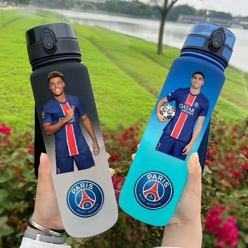 

650ml 2025 Champion Team Football Star Water Cup Désiré Doué Portable Large Capacity Sports Fitness Flip Cover Drinking Bottle