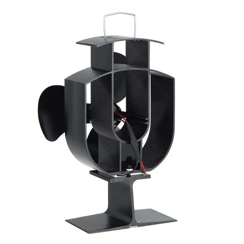 KSOL Wood Stove Fan Small Designed 4 Blades Heat Powered Fireplace Fans for Wood/Log Burner/Fireplace Black TP2001-3