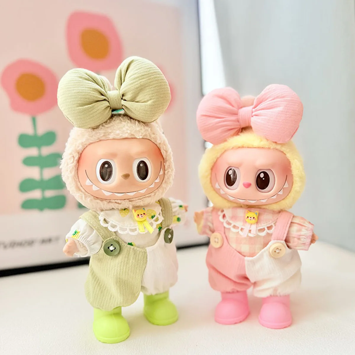 Cute Mini Plush Doll Strap Pants Set Cute Sweetheart Strap Pants Accessories For Labubu DIY Gift