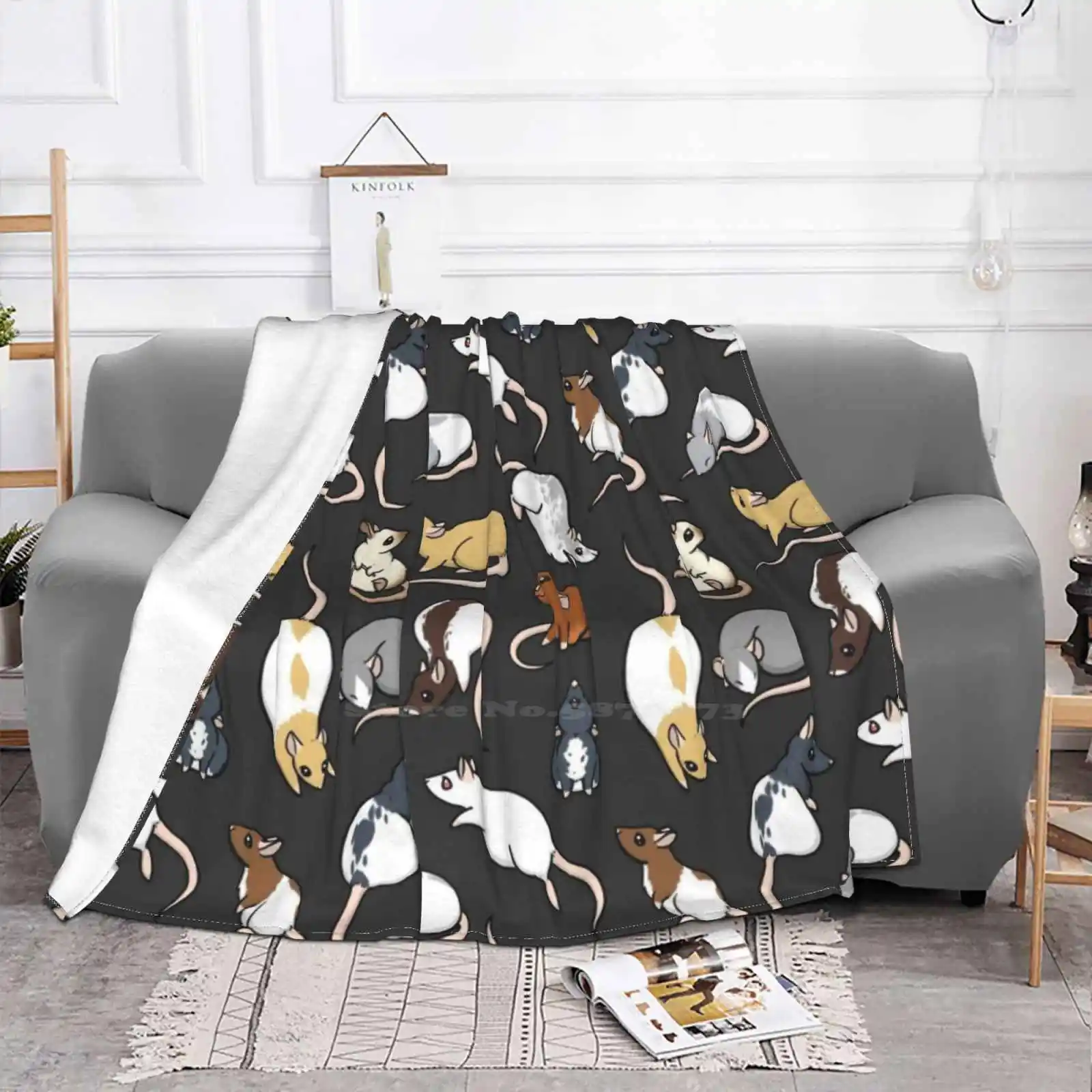 Rats Super Warm Soft Blankets Throw On Sofa/Bed/Travel Ratty Mouse Rat Pattern Siamese Hooded Ratmarking Rat Art Cute Rat