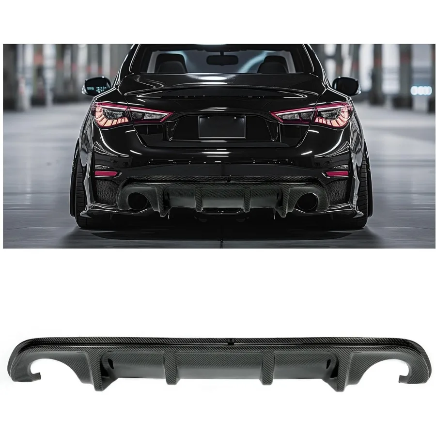 

Rear Diffuser Compatible with 20142017 Infiniti Q50 4 Door Rear Bumper Diffuser Lip Cover Spoiler Splitter Kit PP Plastic Carbo