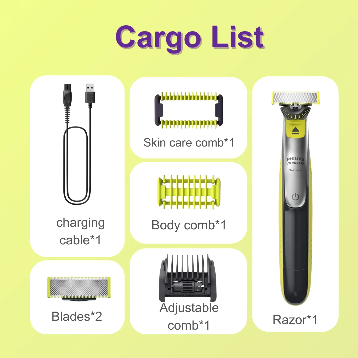 Philips Norelco Shaver One Blade 360 QP2834/20,with 2 Replacement Blades