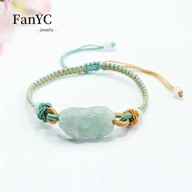

Natural Jadeite Pixiu Bracelet Handcrafted Fashionable and Exquisite Ladies' Jewellery Artisan Craftwork Auspicious Symbol