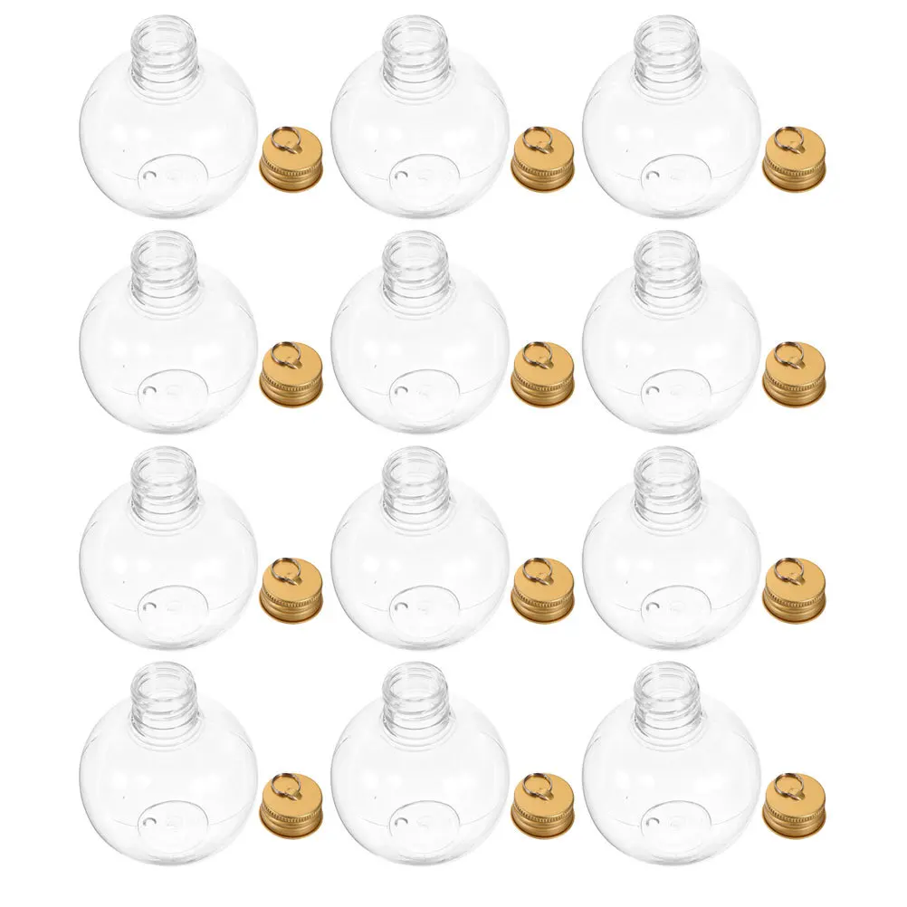 

12Pcs Unique Transparent Round Bulb Bottles Light Bulb Shaped Juice Milk Drink Container 150Ml Hanging Ornament Present