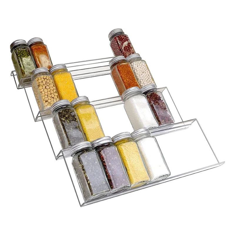 

ABJY-4-Tier Drawer Spice Organizer Acrylic Spice Rack Tray Seasoning Bottle Storage Rack Kitchen Drawer Organizer