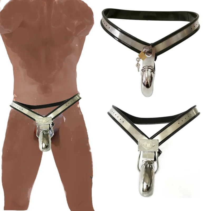 Stainless Steel Chastity Belt Penis Cage BDSM Bondage Cage Locking Device Adjustable Waist Dick Lock BDSM Bondage Toys for Man