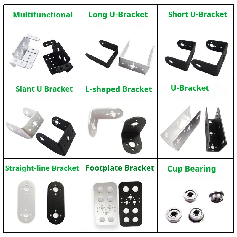 Single Dual Axis Servo Brackets,Multi-Functional Pan-Tilt Smart Car Robot Arm DIY Parts,Bearing Brackets for Robot Accessories