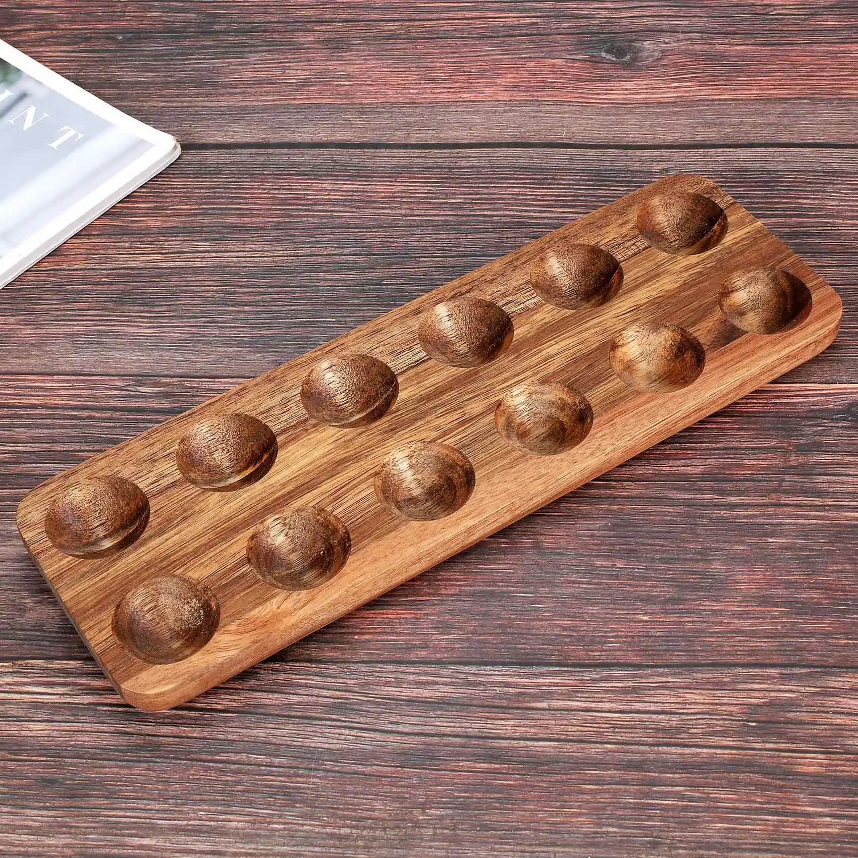 12 Holes Japanese Style Wooden Double Row Egg Storage Box Home Organizer Rack Eggs Holder Kitchen Decor Accessories