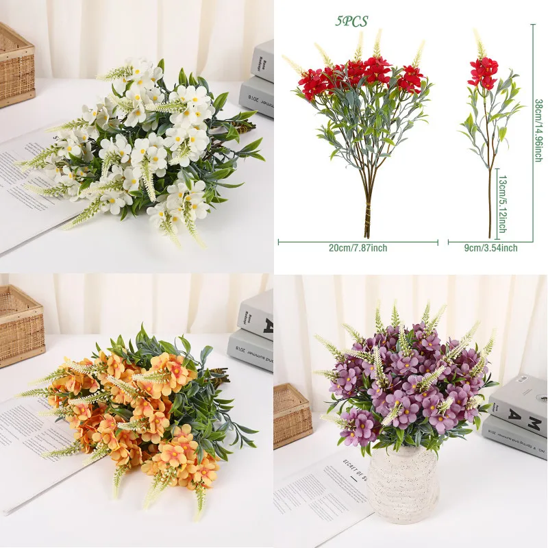 

5/10pcs Simulated Cherry Blossoms Home Decoration Vases Flower Arrangement Outdoor Gardening Wedding Flower Fake Wholesale