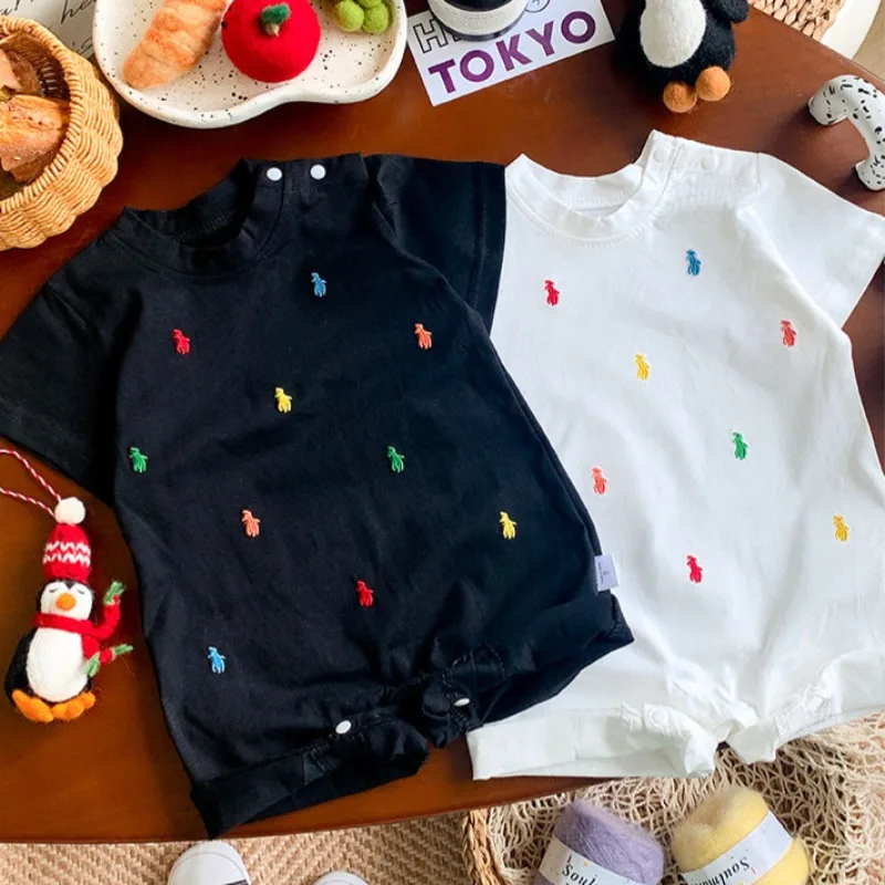New Summer Clothing Short-sleeved Open-file Baby Onesie, Male and Female Baby Thin Pajamas, Climbing Clothes