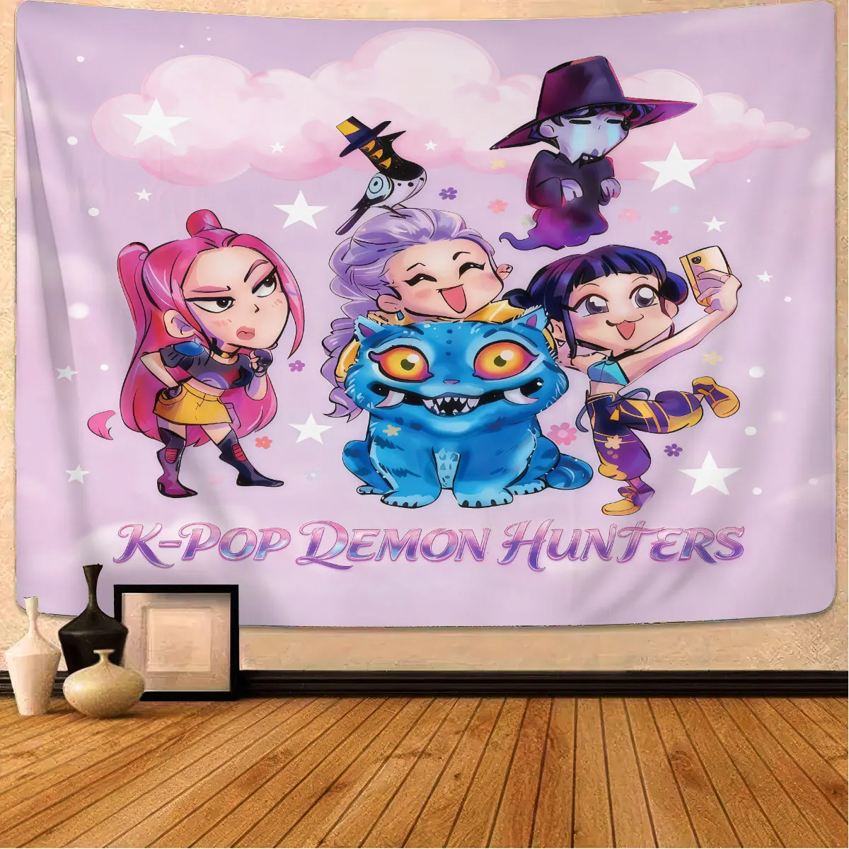 

1 K-Pop Охотники на демонов, гобелен с принтом, разные размеры, настенное художественное украшение для гостиной, ткань, можно стирать в машине, космический кулон