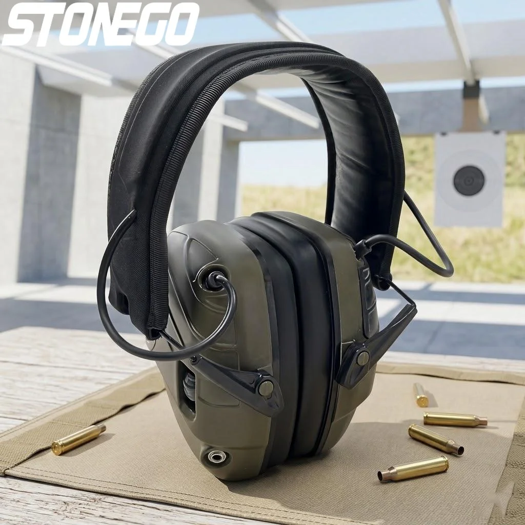 屋外戦術用電子射撃イヤーマフ聴覚保護ヘッドセット、音声増幅、ノイズリダクション、折りたたみ式デザイン