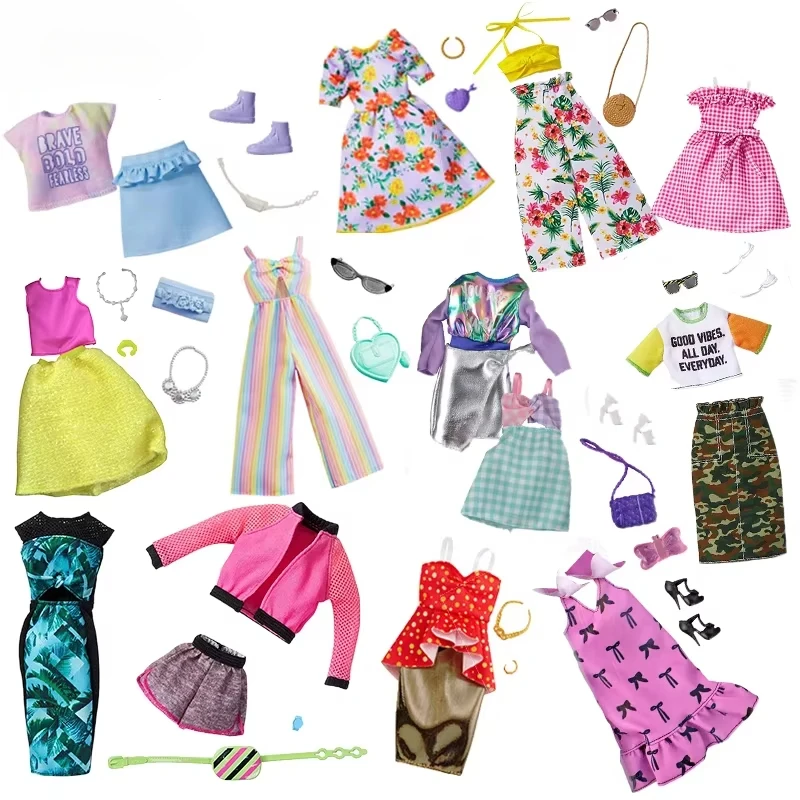 Acessórios originais para barbie, roupas da moda para bonecas de 30cm, roupas para barbie, brinquedos para crianças, meninas, acessórios de bonecas, vestido