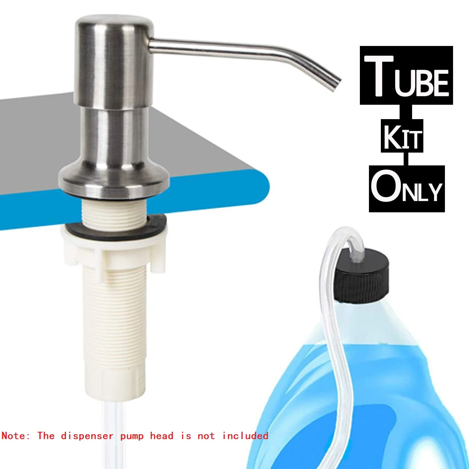 Sink Soap Dispenser Extension Tube Kit 45Inch with Check Valve, No Need to Fill the Little Bottle Again