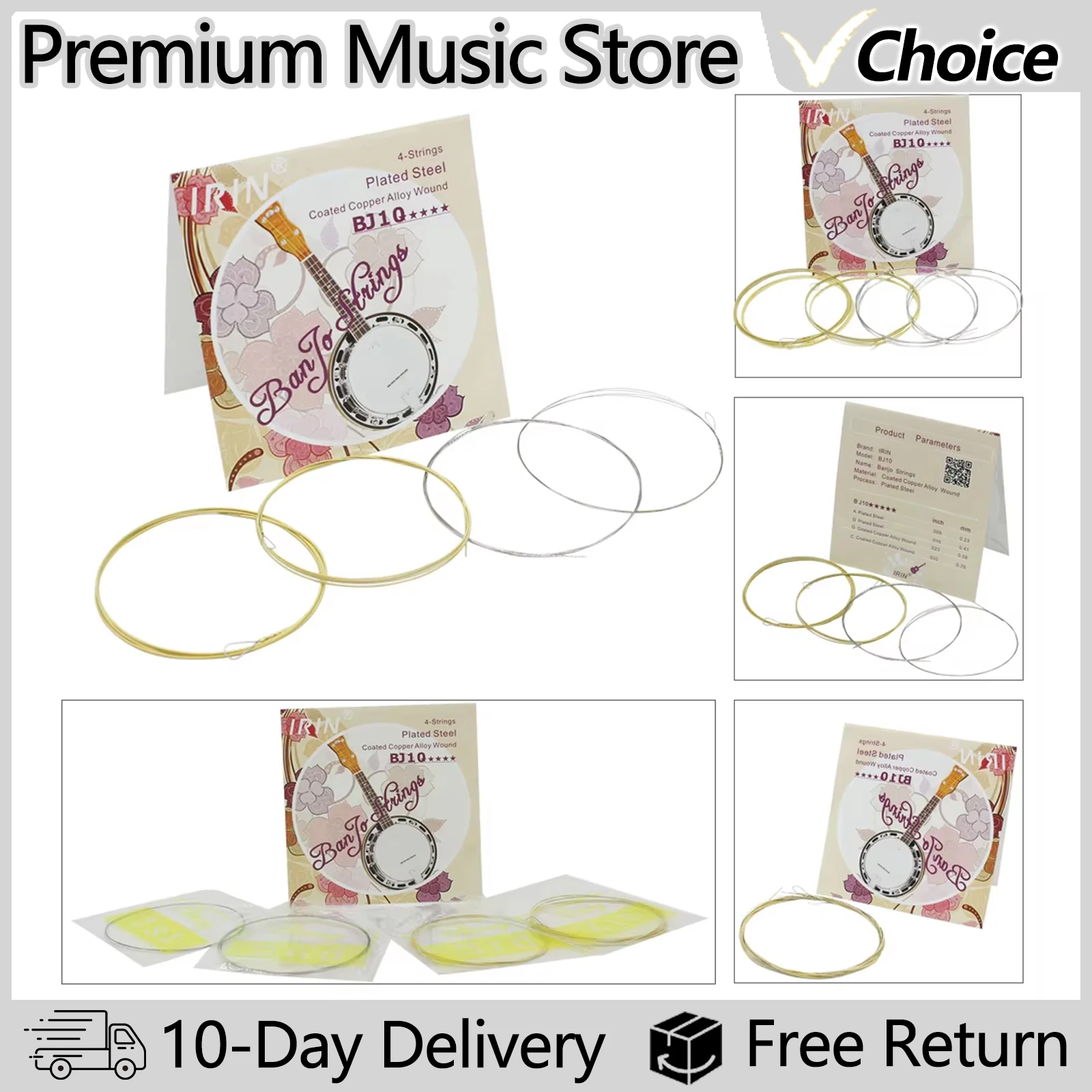 Juego de cuerdas para Banjo IRIN, cuerda enrollada de aleación de cobre recubierta de acero inoxidable, piezas de repuesto para Banjo, accesorios para instrumentos de cuerda