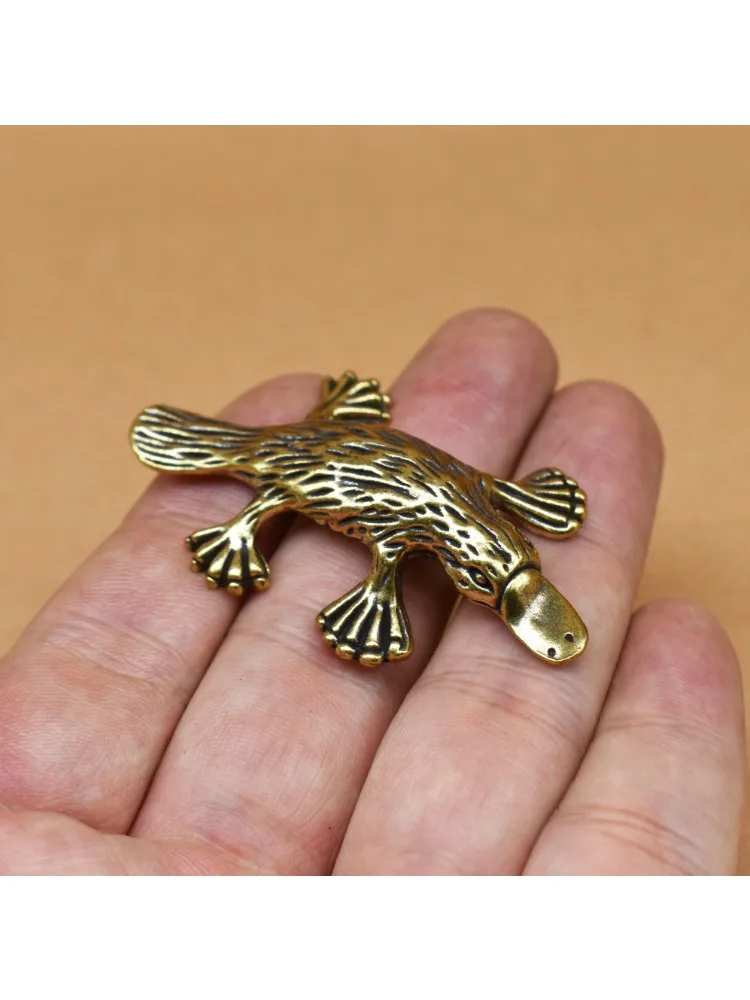 Figurine ornithorynque en laiton Vintage, ornement en bec de canard, thé en métal, animal de compagnie Feng Shui, décoration de maison à collectionner, cadeau fait à la main, modèle d'art artisanal
