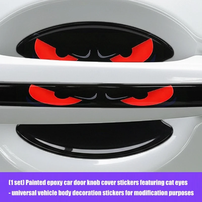 Car Door Bowl Decal Set, Glossy Epoxy Handle Area Trim, 8 Piece Exterior Detail for Daily Driving Use X37F
