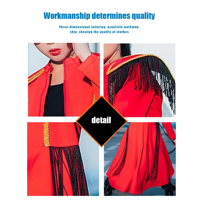 ZZL الأطفال المنصة المدرج عرض الأداء زي عباءة حمراء الصبي والفتاة الملابس الرقص الحضري بدلة أطفال K-pop الجاز الزي