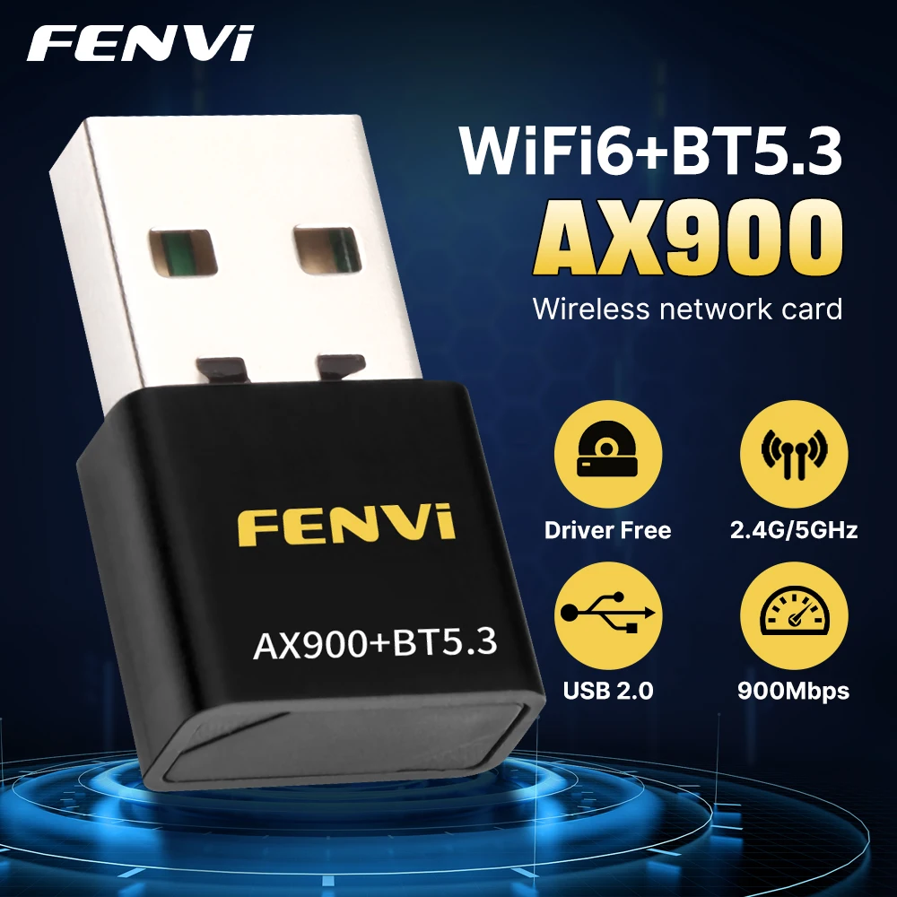 FENVI AX900 WiFi 6 Adapter BT5.3 Dual Band 2.4G/5GHz USB WiFi Network Wireless Wlan Receiver Dongle For PC Win10/11 Driver Free