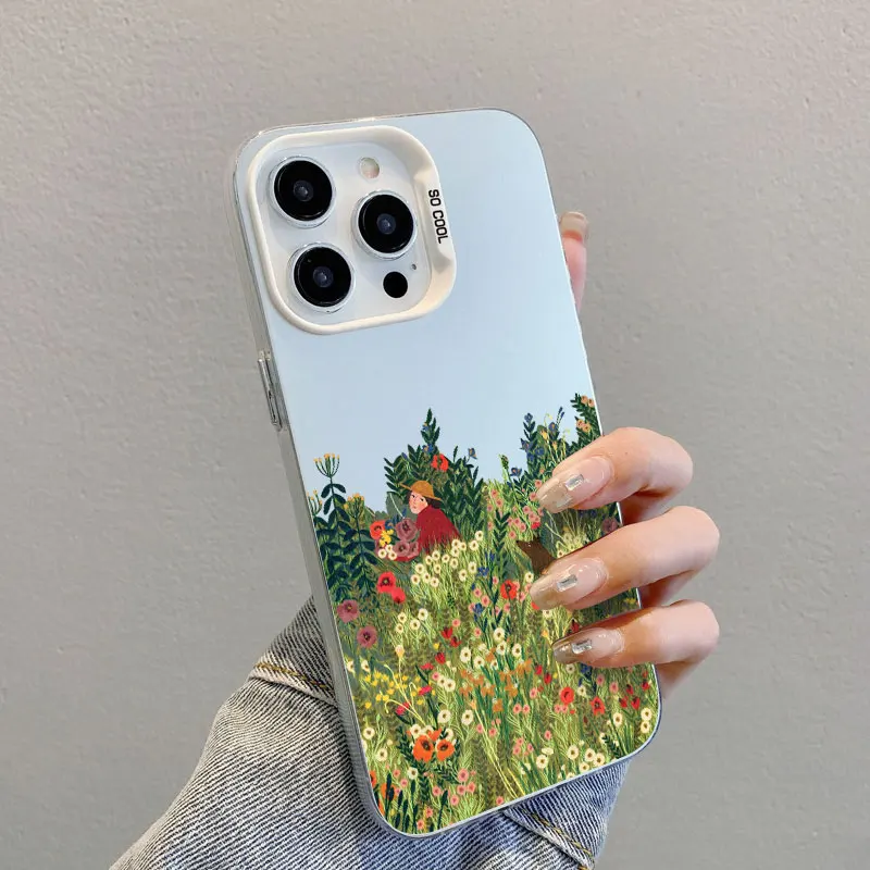 

Fresh Countryside Scenery Girl Laser Phone Case For Samsung Galaxy S24 S23 Ultra Plus FE S25 S22 Ultra Plus S21 FE Cover Fundas