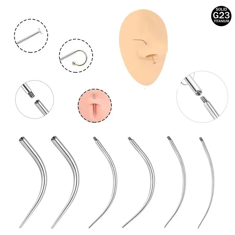 Eyebrow Nail Piercing Auxiliary Guide Pin Rods of Navel Piercings Guide Pin for Inserting Needle Earrings Lip Rings Replacement