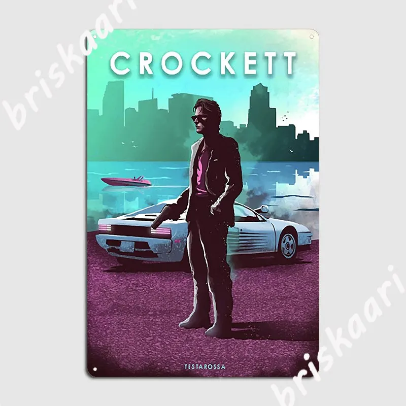 Sonny Crockett Miami Vice Testarossa Car Legends Metal Plaque Poster Plates Party Wall Cave Custom Tin Sign Poster