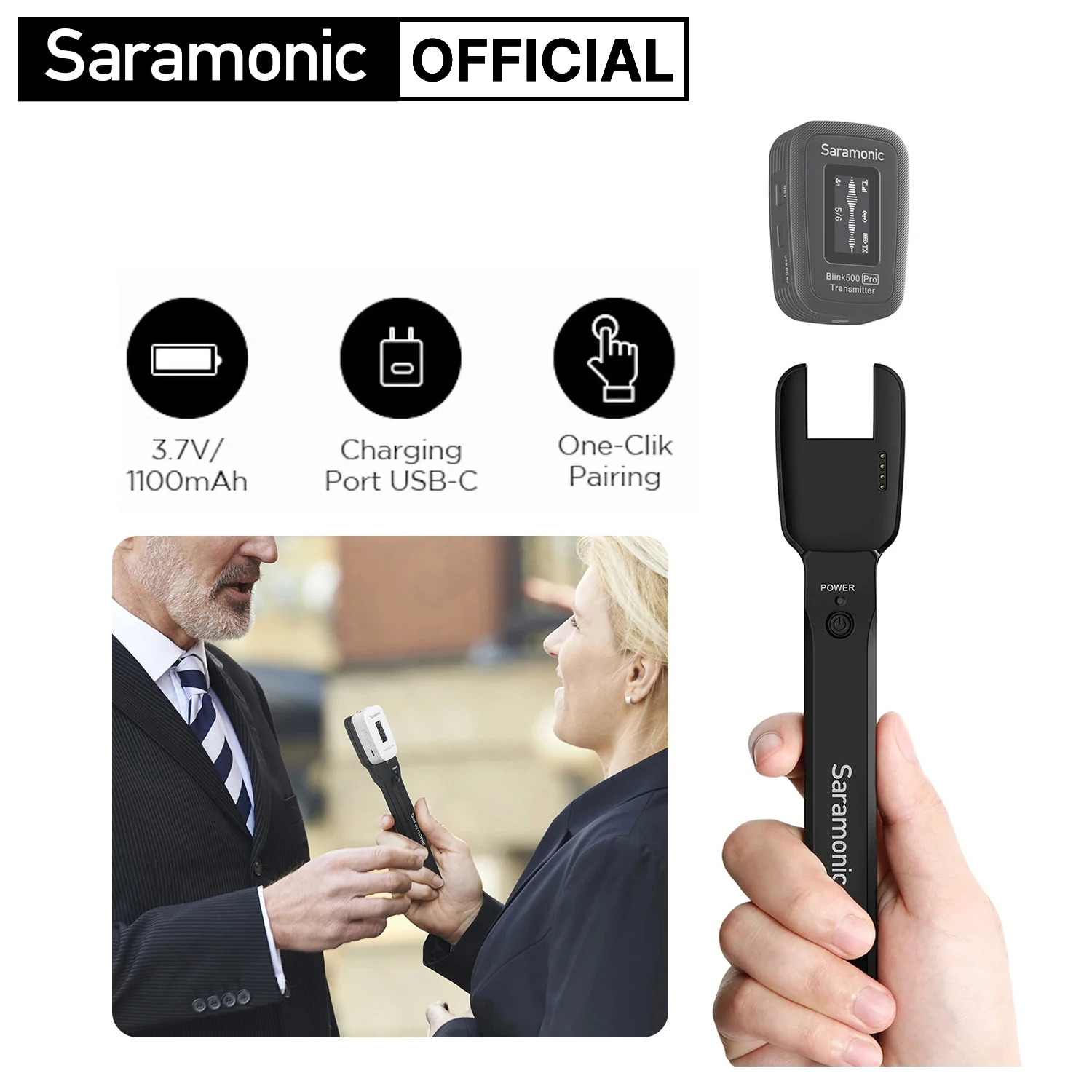 

Saramonic Blink500 Pro HM Handheld Microphone Holder for Blink500 Pro Interviews News Reporting Events Speech Applications Vlog