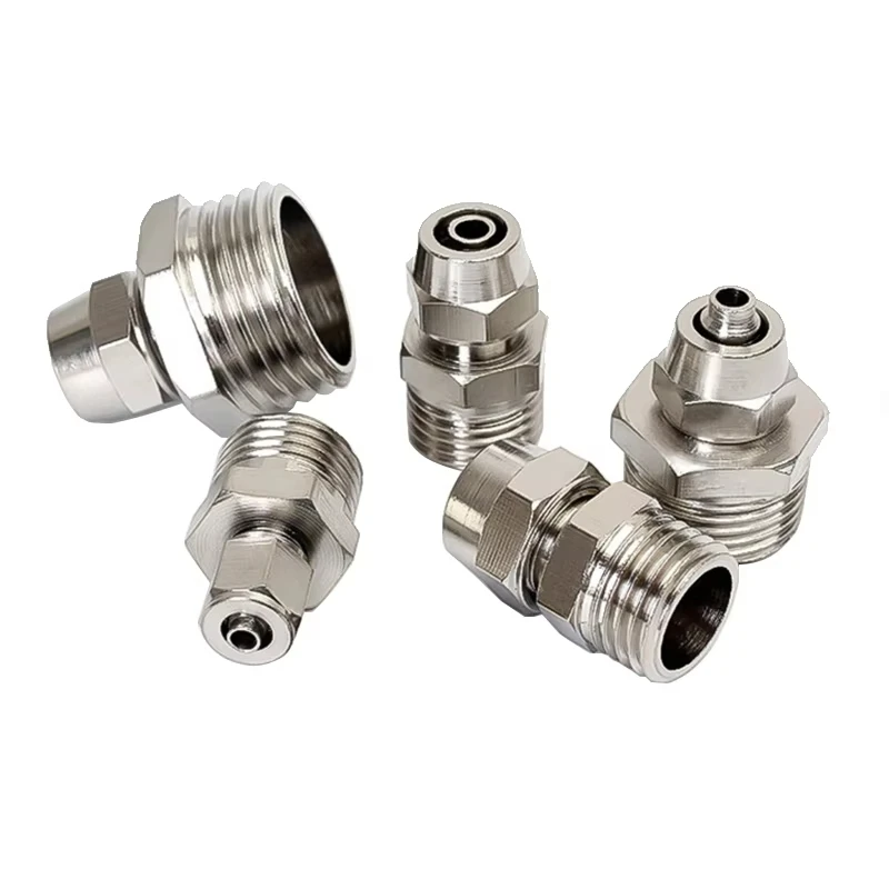 M6 M8 M10 M12 M14 M16 Threaded Straight Through Quick Connector Copper Quick Twist Male Thread PC Tracheal Connection Accessory