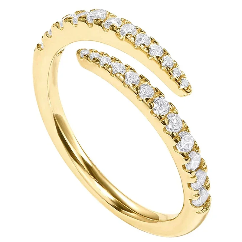Huitan Einfache, stilvolle Öffnungsringe für Frauen, glänzender Zirkonia, Fingerzubehör, neuer trendiger, zarter, täglicher tragbarer Schmuck