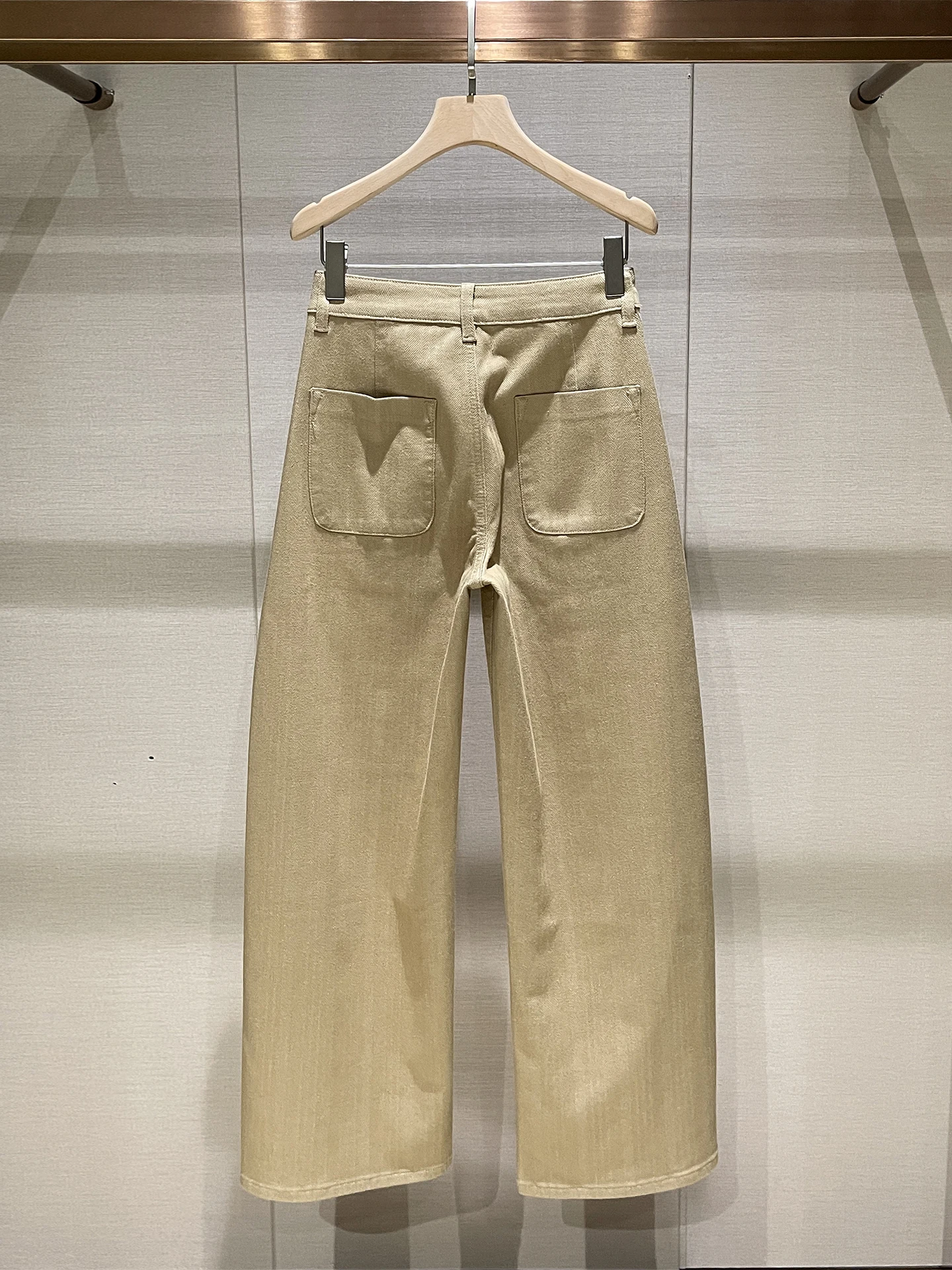 بنطلون جينز نسائي بخصر عالٍ وتصميم عتيق، قصة مستقيمة، لون بني، ملابس نسائية، إصدار جديد لخريف وشتاء