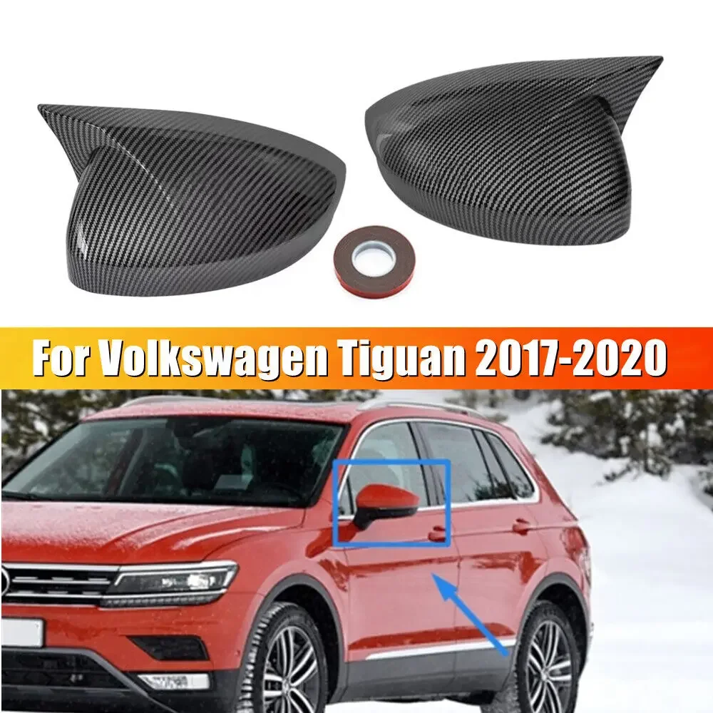 

For Volkswagen Tiguan 2017-2020 Car Sticker Rearview Side Mirror Cover Wing Cap Exterior Door Rear View Case Trim Carbon Fiber