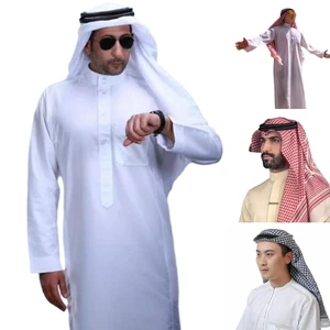 2023 ramadans muçulmanos vestido abayas dubai casual kaftan robe traje islâmico com lenço cabeça árabe keffiyeh para 8 principais vendas roupa masculina de dubai - №5