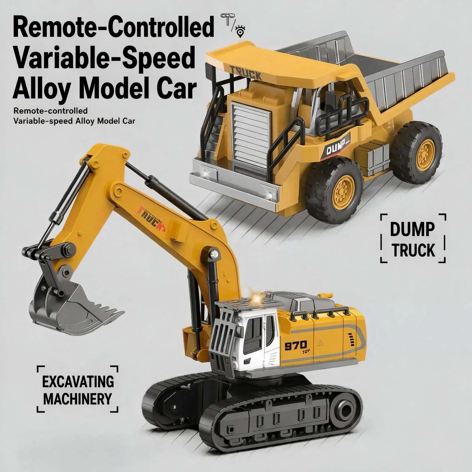 1/64 RC Crane Remote Control Mini Alloy Forklift Dump Excavator Tabletop Truck 2.4GHz RC Engineering Truck Children's Toys Gifts