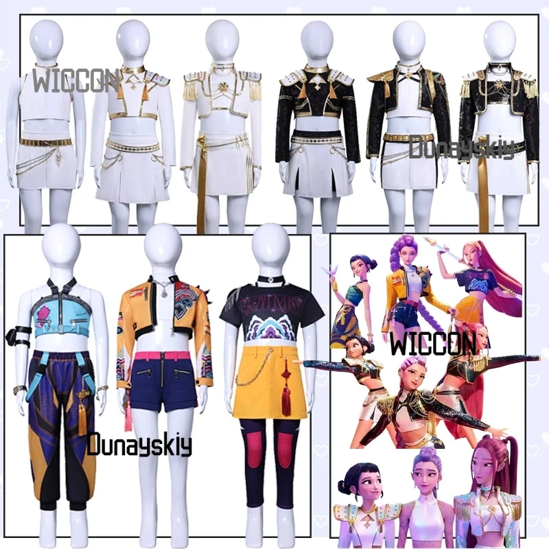 

KPop Demon Hunters Huntrix Rumi Zoey Mira Girls Cosplay Costumes Idol High Quality Kawaii Jirai Kei Halloween Party Stage