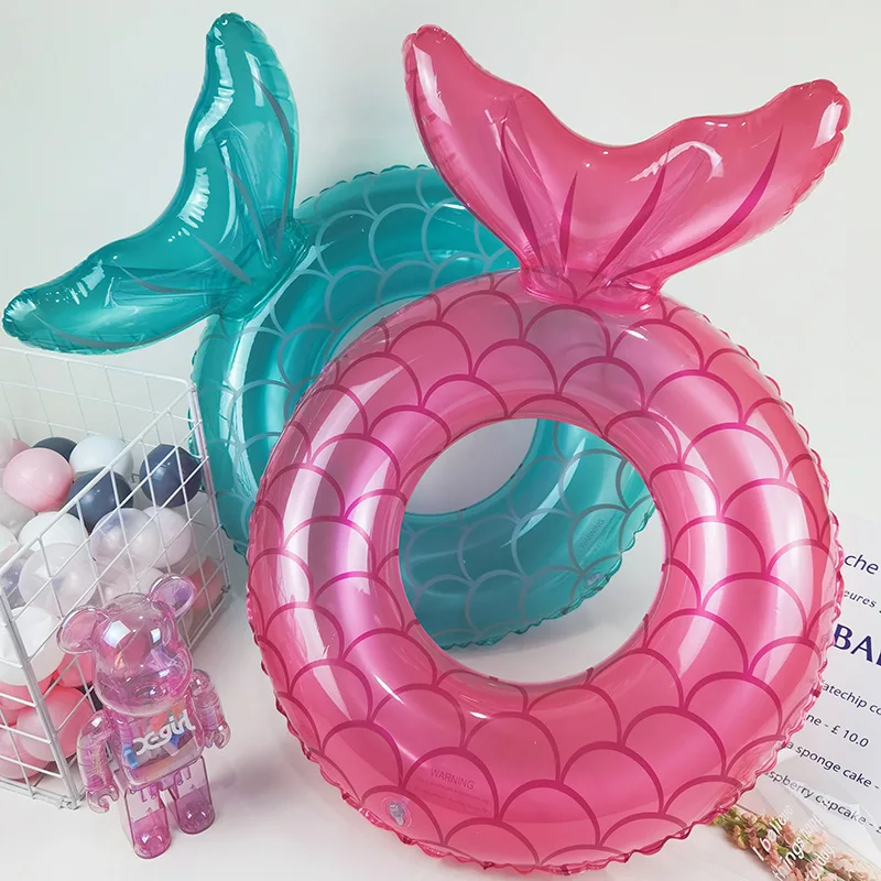 Mermaid Anime Float Rubber Ring Summer Striped Thickened Swimming Ring Perfect Summer Gifts for Girls & Boys