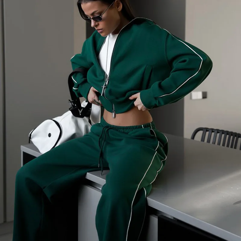 

Spring Sports Jacket Elastic Waist Pants Matching Sets Two Piece Sets Women Tracksuit Sport Pant Set Jogger Y2k Sweatshirts 2026