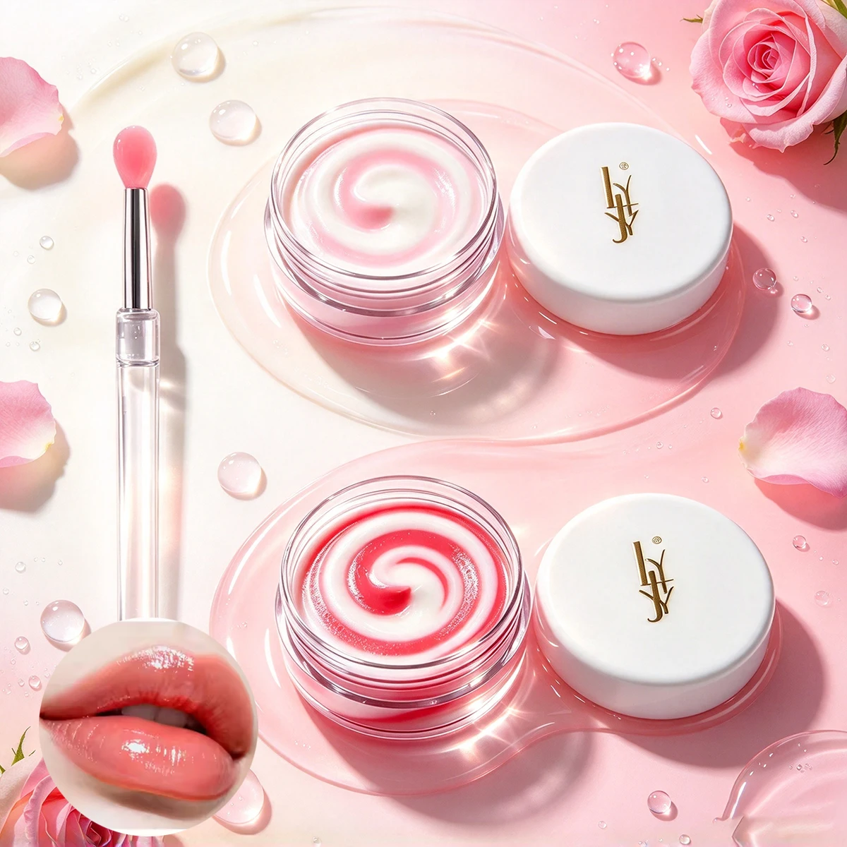 Cute Candy Swirl Overnight Lip Mask Nourishing Lipgloss Soften Dead Skin Reduce Lip Lines Lip Primer Makeup Tool With Lip Brush