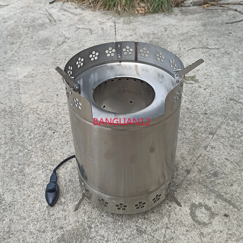 Circular stainless steel blower, firewood stove, portable outdoor courtyard