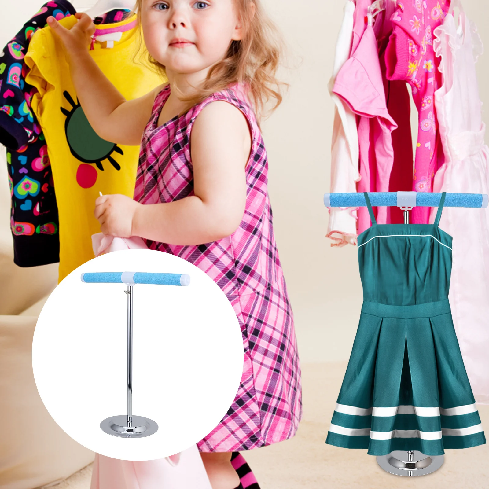 

Вешалка для детской одежды, стильное матовое покрытие, крючки премиум-класса, предотвращающие скольжение, легко носить с собой, основание стеллажа для хранения нескольких комнат