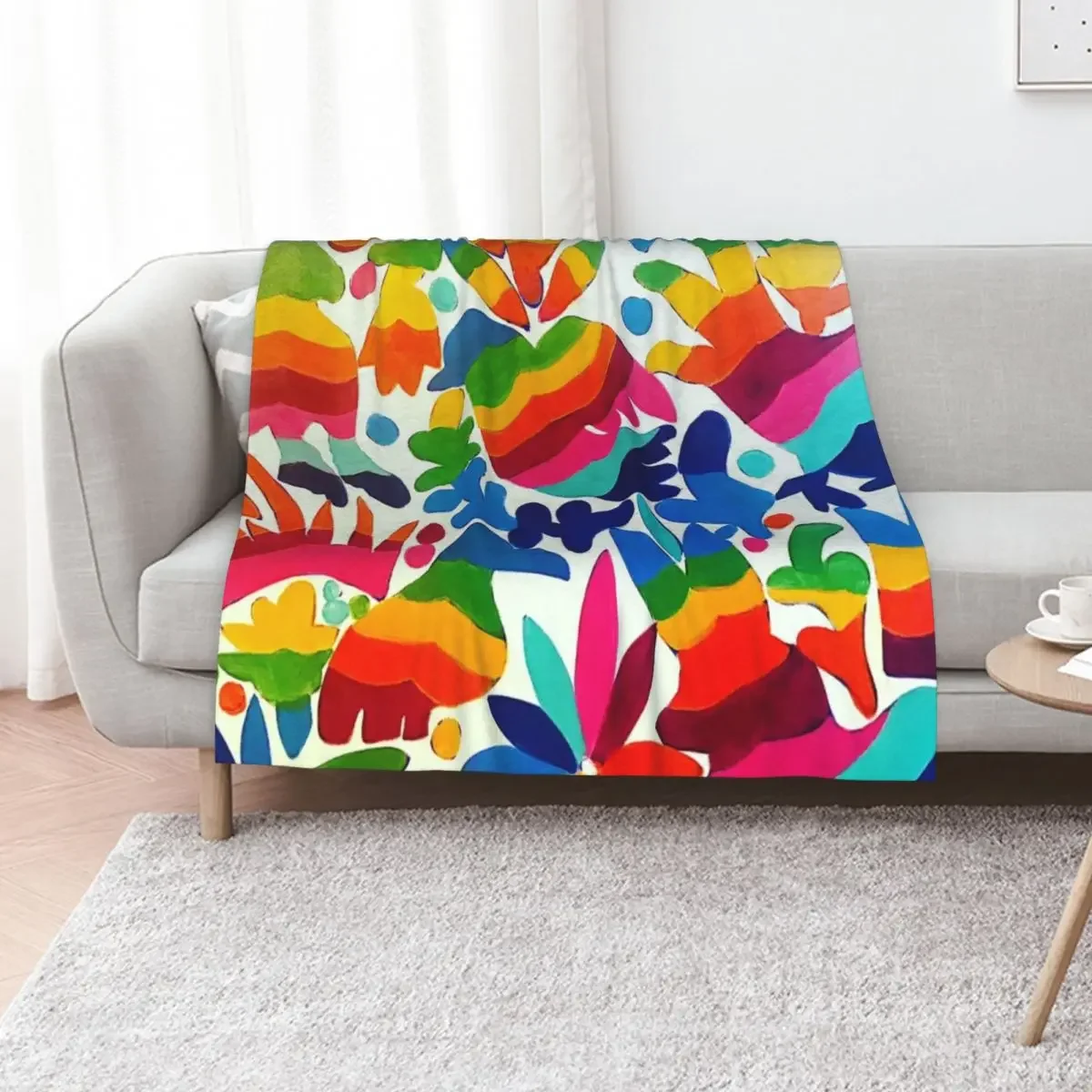 Mexican Otomi Colors Throw Blanket Furry Weighted Soft Soft Plush Plaid Blankets