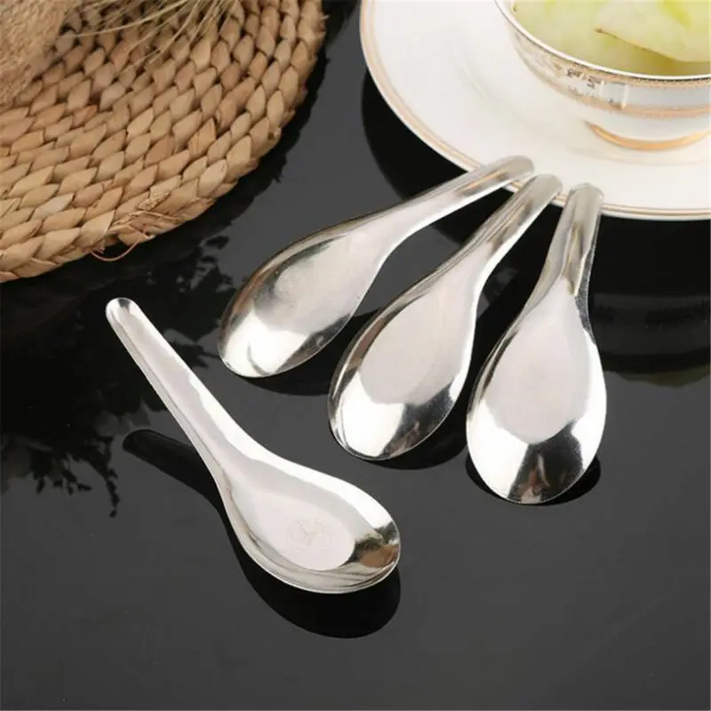 5X Thai Stainless Steel Kitchen Tableware Food Rice Soup Silver Spoons Flatware  KitchenTools