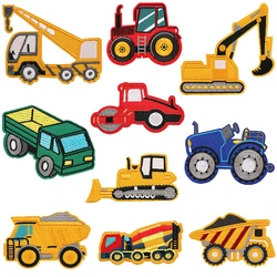 Tractor Embroidery Patch Truck Cartoon Excavator Iron on Patches for Clothes Children's Parches Appliques  Embroidery Supplies