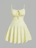 Nueva moda floral elegante sin mangas correa fina color sólido vestido camisola de talla grande